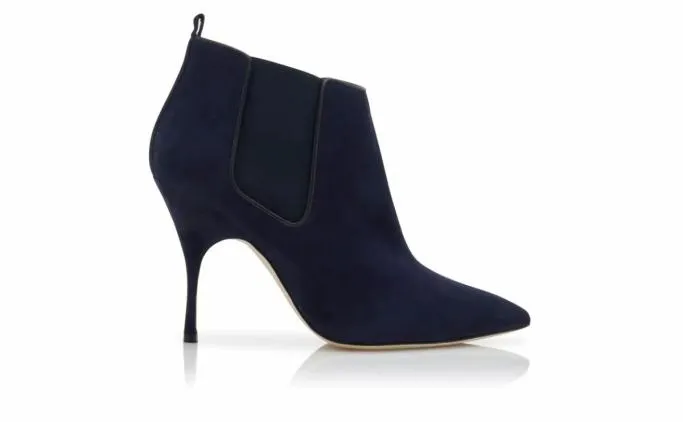 Boots Women Manolo Blahnik DILDINavy Blue Suede High Heel Chelsea Boots Boots Women Manolo Blahnik DILDINavy Blue Suede High Heel Chelsea Boots