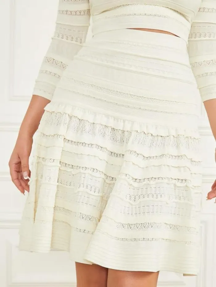 Bottoms Women Marciano Bethany Sweater Skirt Pale Pearl Bottoms Women Marciano Bethany Sweater Skirt Pale Pearl