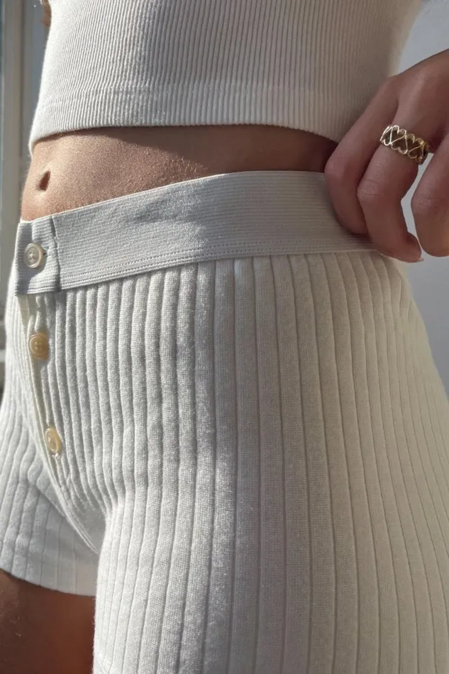 Brandy Melville Intimates Boy Short Thick Ribbed Underwear White 8211 Women