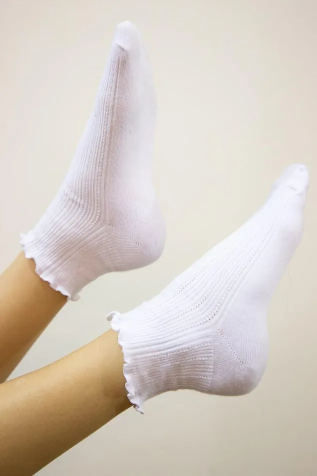 Brandy Melville Socks Ruffle Ribbed Socks White 8211 Women