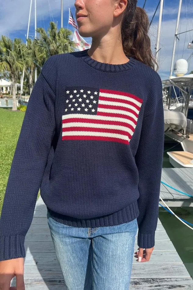Brandy Melville Sweaters Nico American Flag Sweater Navy Blue 8211 Women