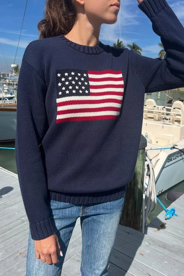 Brandy Melville Sweaters Nico American Flag Sweater Navy Blue 8211 Women