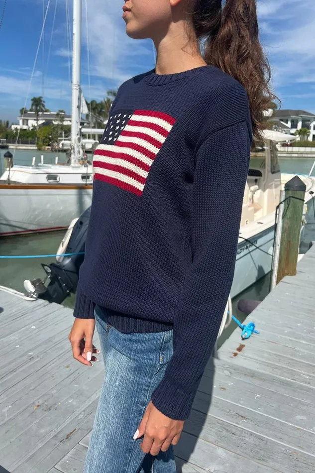 Brandy Melville Sweaters Nico American Flag Sweater Navy Blue 8211 Women