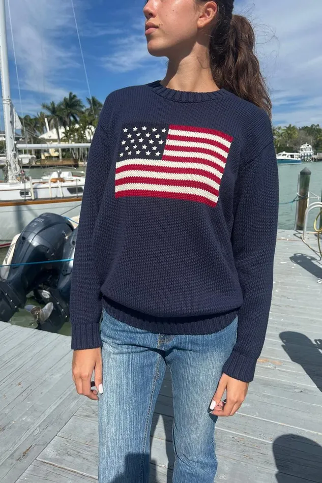 Brandy Melville Sweaters Nico American Flag Sweater Navy Blue 8211 Women