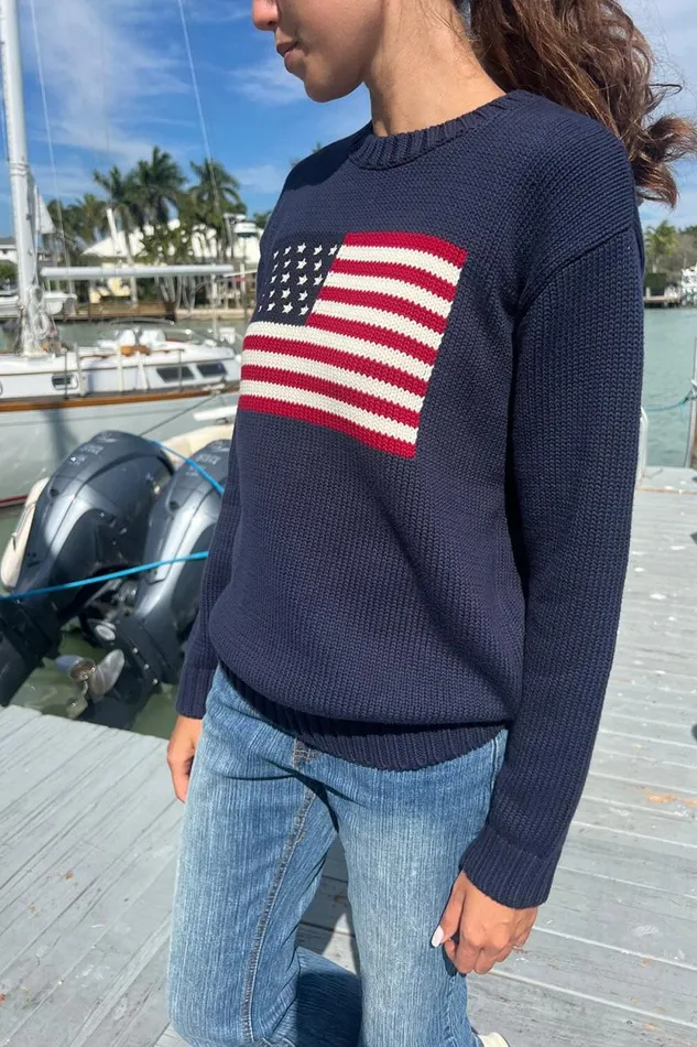 Brandy Melville Sweaters Nico American Flag Sweater Navy Blue 8211 Women