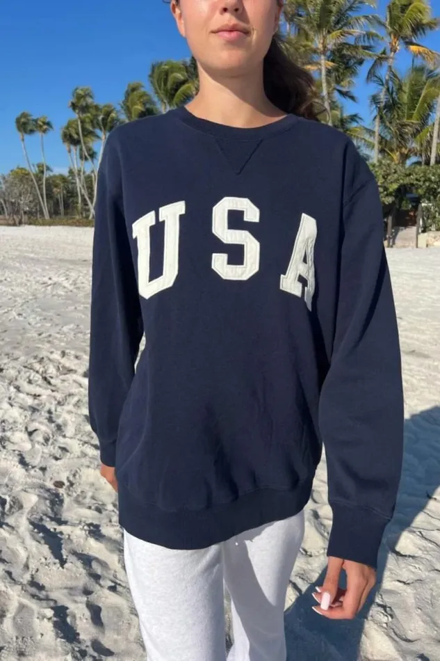 Brandy Melville Sweatpants and Sweatshirts Erica Usa Sweatshirt Navy Blue 8211 Women Brandy Melville Sweatpants and Sweatshirts Erica Usa Sweatshirt Navy Blue 8211 Women