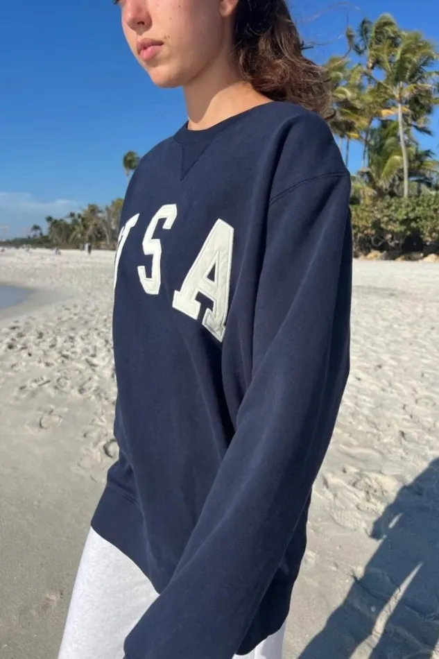 Brandy Melville Sweatpants and Sweatshirts Erica Usa Sweatshirt Navy Blue 8211 Women