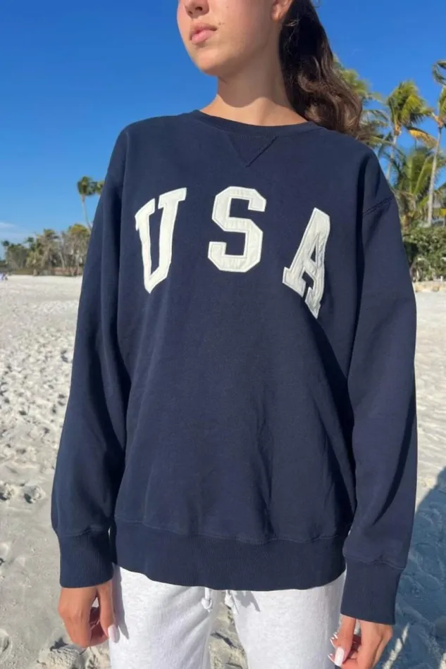 Brandy Melville Sweatpants and Sweatshirts Erica Usa Sweatshirt Navy Blue 8211 Women