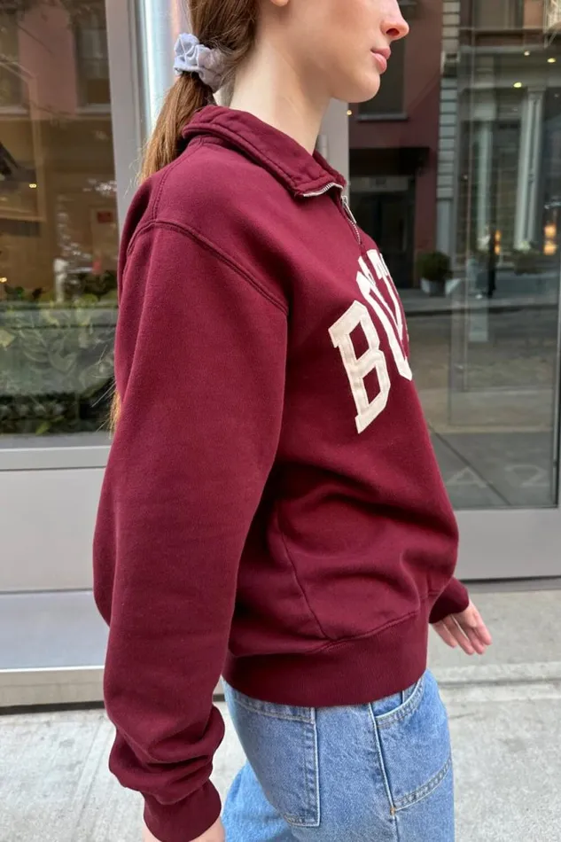 Brandy Melville Sweatpants and Sweatshirts Misty Boston Sweatshirt Burgundy 8211 Women