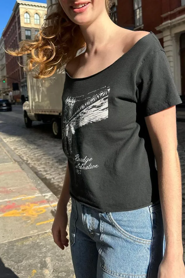 Brandy Melville Tops Robyn Brooklyn Bridge Top Faded Noir 8211 Women