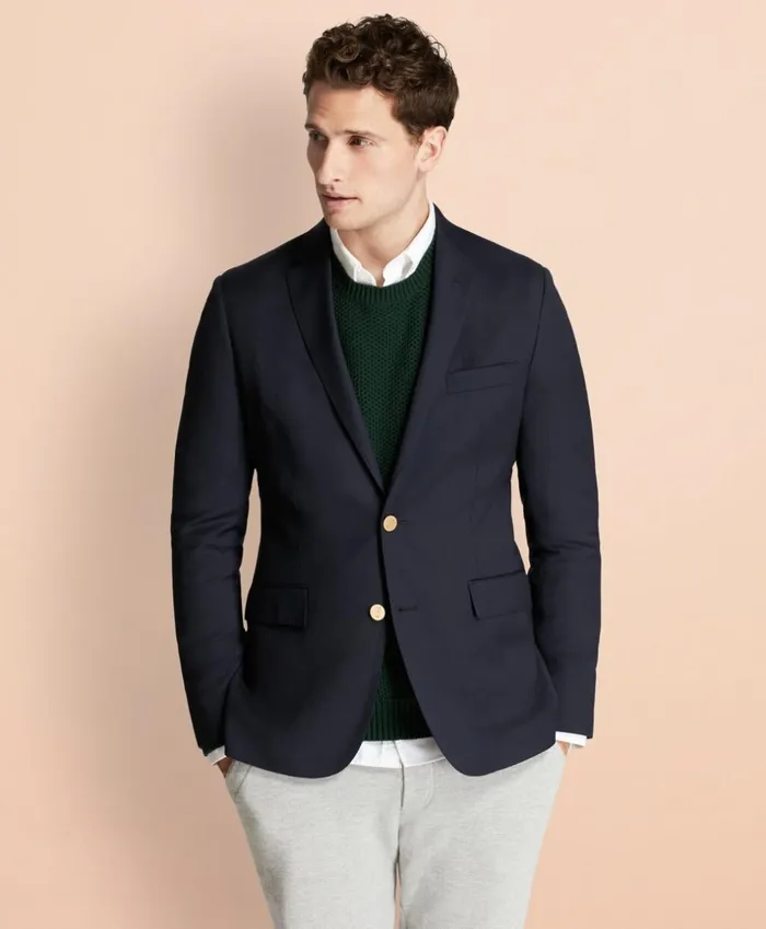 Brooks Brothers Blazers Stretch Wool Twill Blazer Navy 8211 Men