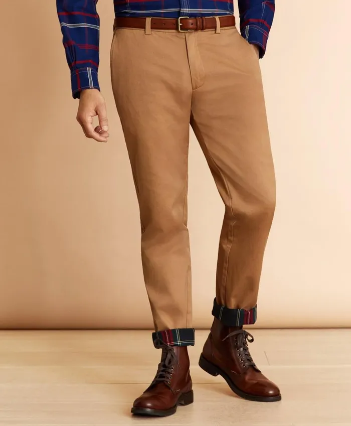 Brooks Brothers Casual Pants FlannelLined Chinos Dark Khaki 8211 Men