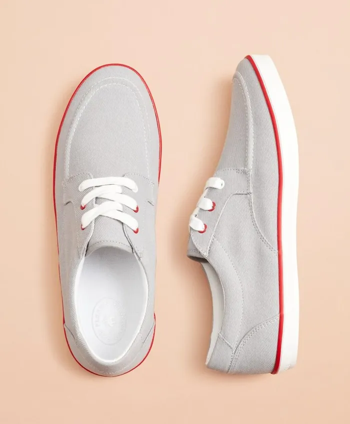 Brooks Brothers Dress and Casual Shoes Canvas Boat Sneakers Grey 8211 Men