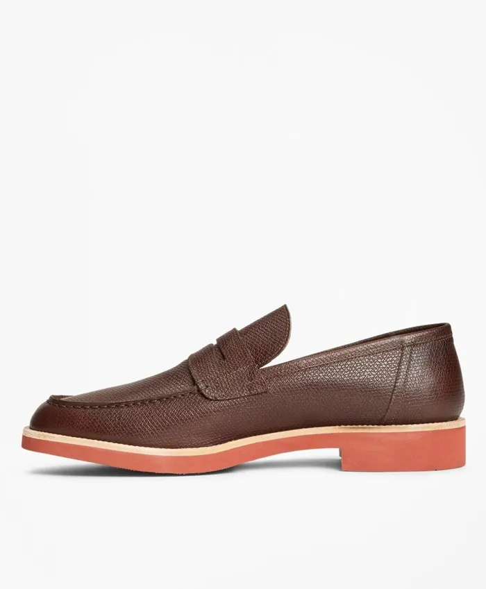 Brooks Brothers Dress and Casual Shoes Textured Leather Penny Loafer Brown 8211 Men Brooks Brothers Dress and Casual Shoes Textured Leather Penny Loafer Brown 8211 Men