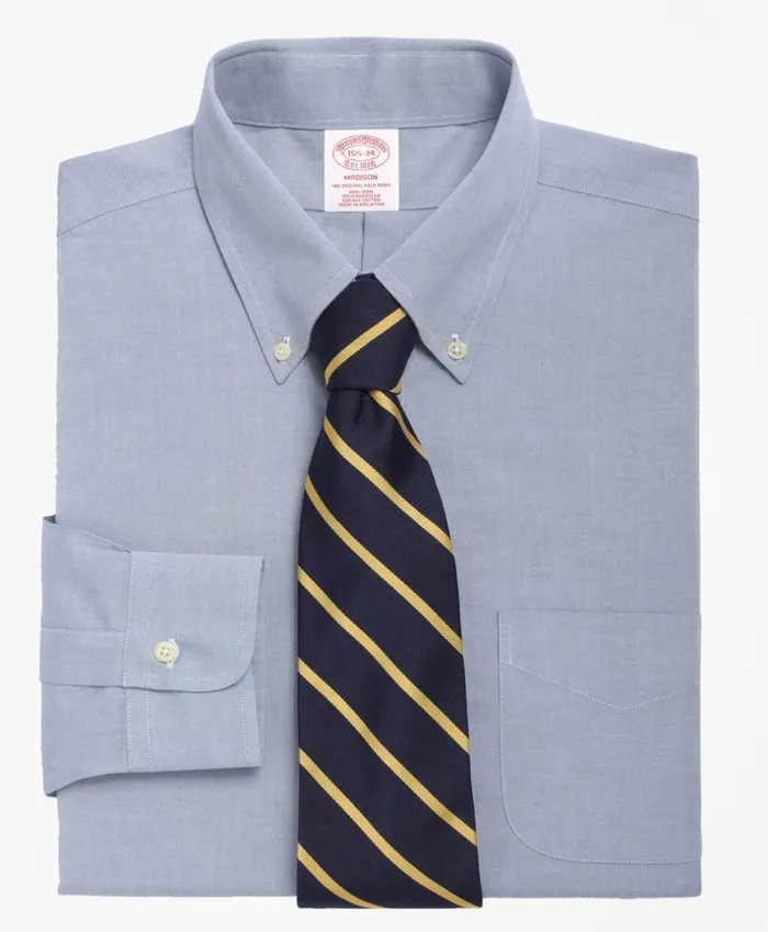 Brooks Brothers Dress Shirts Madison ClassicFit Dress Shirt NonIron ButtonDown Collar Blue 8211 Men