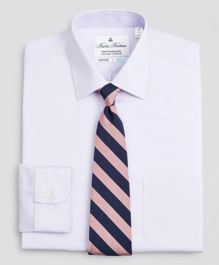Brooks Brothers Dress Shirts Soho ExtraSlim Fit Dress Shirt Performance NonIron With COOLMAX Ainsley Collar Twill Check Lavender 8211 Men Brooks Brothers Dress Shirts Soho ExtraSlim Fit Dress Shirt Performance NonIron With COOLMAX Ainsley Collar Twill Check Lavender 8211 Men