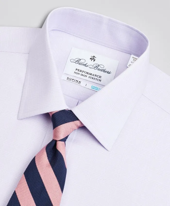 Brooks Brothers Dress Shirts Soho ExtraSlim Fit Dress Shirt Performance NonIron With COOLMAX Ainsley Collar Twill Check Lavender 8211 Men Brooks Brothers Dress Shirts Soho ExtraSlim Fit Dress Shirt Performance NonIron With COOLMAX Ainsley Collar Twill Check Lavender 8211 Men