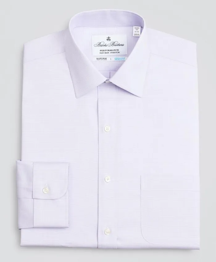 Brooks Brothers Dress Shirts Soho ExtraSlim Fit Dress Shirt Performance NonIron With COOLMAX Ainsley Collar Twill Check Lavender 8211 Men Brooks Brothers Dress Shirts Soho ExtraSlim Fit Dress Shirt Performance NonIron With COOLMAX Ainsley Collar Twill Check Lavender 8211 Men