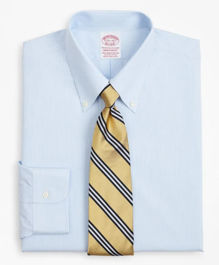 Brooks Brothers Dress Shirts Stretch Madison ClassicFit Dress Shirt NonIron Poplin ButtonDown Collar Fine Stripe Light Blue 8211 Men Brooks Brothers Dress Shirts Stretch Madison ClassicFit Dress Shirt NonIron Poplin ButtonDown Collar Fine Stripe Light Blue 8211 Men