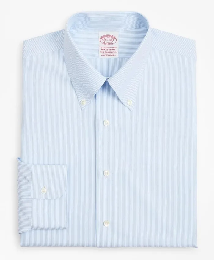 Brooks Brothers Dress Shirts Stretch Madison ClassicFit Dress Shirt NonIron Poplin ButtonDown Collar Fine Stripe Light Blue 8211 Men Brooks Brothers Dress Shirts Stretch Madison ClassicFit Dress Shirt NonIron Poplin ButtonDown Collar Fine Stripe Light Blue 8211 Men