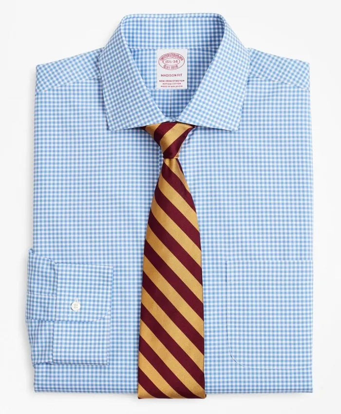 Brooks Brothers Dress Shirts Stretch Madison ClassicFit Dress Shirt NonIron Poplin English Collar Gingham Blue 8211 Men Brooks Brothers Dress Shirts Stretch Madison ClassicFit Dress Shirt NonIron Poplin English Collar Gingham Blue 8211 Men