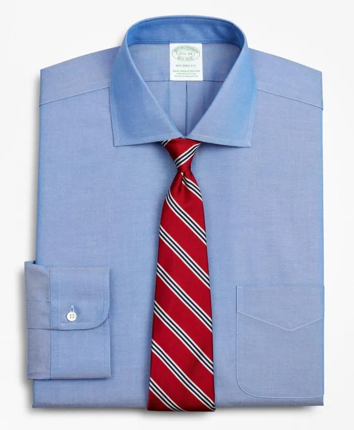 Brooks Brothers Dress Shirts Stretch Milano SlimFit Dress Shirt NonIron Pinpoint English Collar Blue 8211 Men Brooks Brothers Dress Shirts Stretch Milano SlimFit Dress Shirt NonIron Pinpoint English Collar Blue 8211 Men