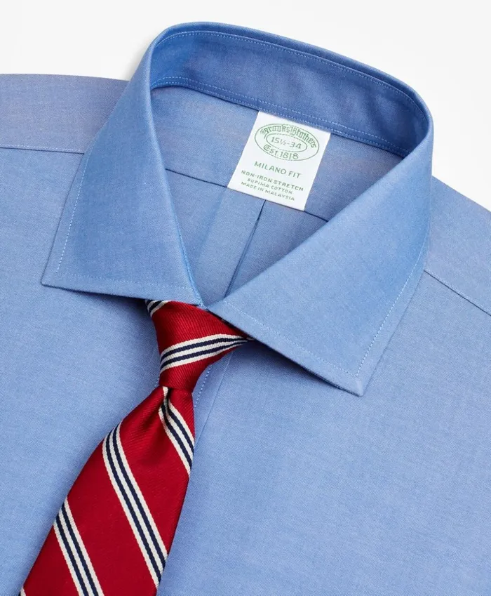 Brooks Brothers Dress Shirts Stretch Milano SlimFit Dress Shirt NonIron Pinpoint English Collar Blue 8211 Men Brooks Brothers Dress Shirts Stretch Milano SlimFit Dress Shirt NonIron Pinpoint English Collar Blue 8211 Men
