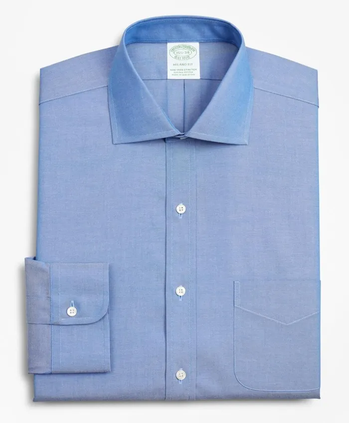 Brooks Brothers Dress Shirts Stretch Milano SlimFit Dress Shirt NonIron Pinpoint English Collar Blue 8211 Men Brooks Brothers Dress Shirts Stretch Milano SlimFit Dress Shirt NonIron Pinpoint English Collar Blue 8211 Men
