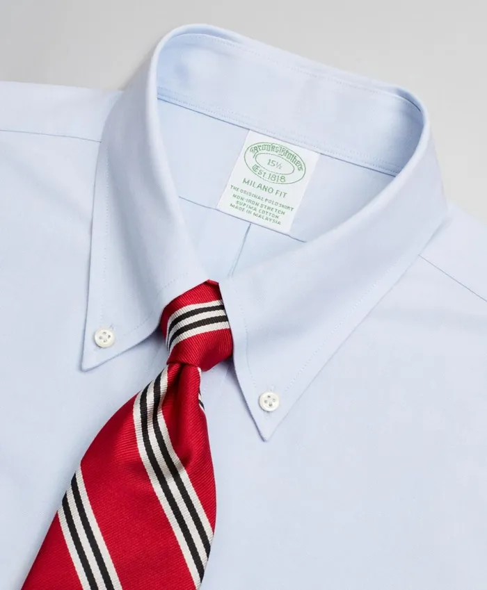 Brooks Brothers Dress Shirts Stretch Milano SlimFit Dress Shirt NonIron Poplin EndonEnd ShortSleeve Light Blue 8211 Men Brooks Brothers Dress Shirts Stretch Milano SlimFit Dress Shirt NonIron Poplin EndonEnd ShortSleeve Light Blue 8211 Men