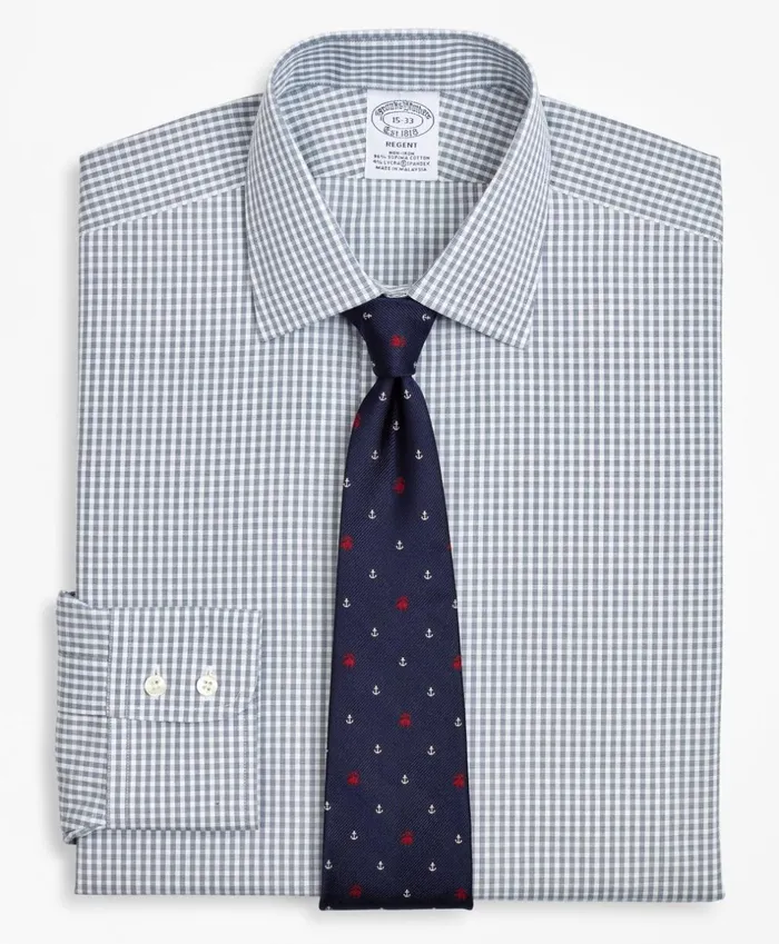 Brooks Brothers Dress Shirts Stretch Regent Fitted Dress Shirt NonIron DoubleWindowpane Blue 8211 Men Brooks Brothers Dress Shirts Stretch Regent Fitted Dress Shirt NonIron DoubleWindowpane Blue 8211 Men