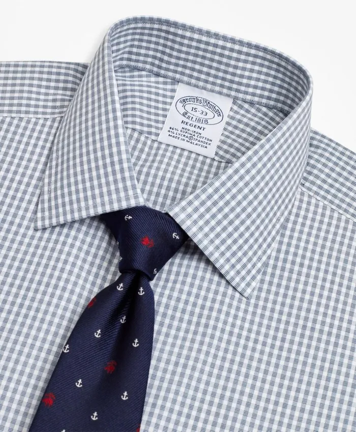 Brooks Brothers Dress Shirts Stretch Regent Fitted Dress Shirt NonIron DoubleWindowpane Blue 8211 Men Brooks Brothers Dress Shirts Stretch Regent Fitted Dress Shirt NonIron DoubleWindowpane Blue 8211 Men