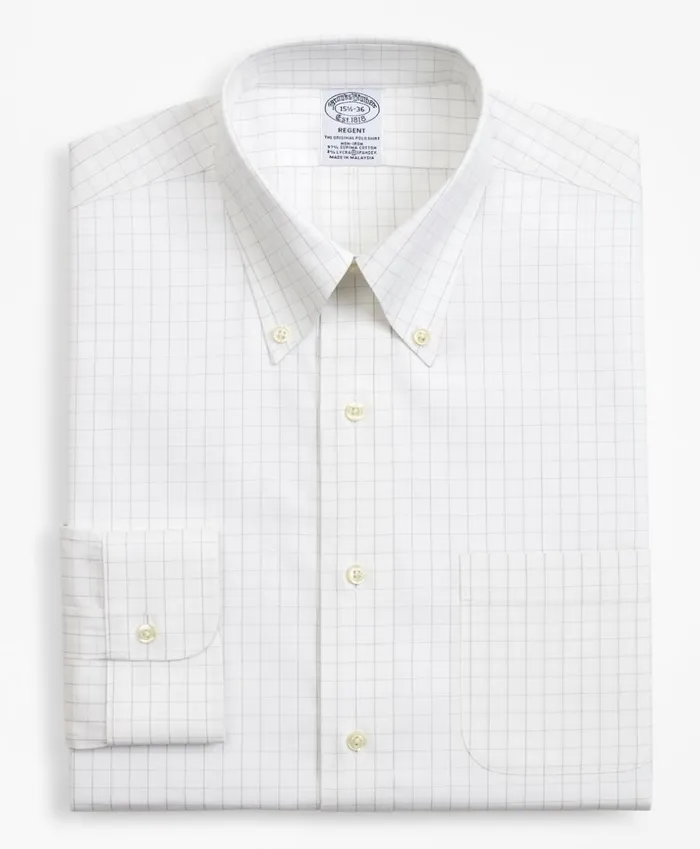 Brooks Brothers Dress Shirts Stretch Regent Fitted Dress Shirt NonIron Windowpane Grey 8211 Men Brooks Brothers Dress Shirts Stretch Regent Fitted Dress Shirt NonIron Windowpane Grey 8211 Men