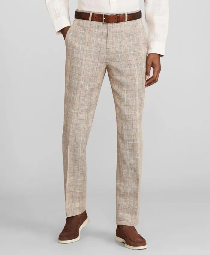 Brooks Brothers Dress Trousers Milano Fit Check Linen Trousers Beige 8211 Men Brooks Brothers Dress Trousers Milano Fit Check Linen Trousers Beige 8211 Men