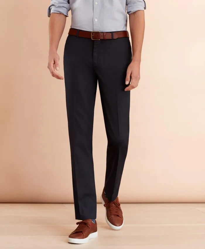 Brooks Brothers Dress Trousers Stretch Cotton Twill Trousers Navy 8211 Men