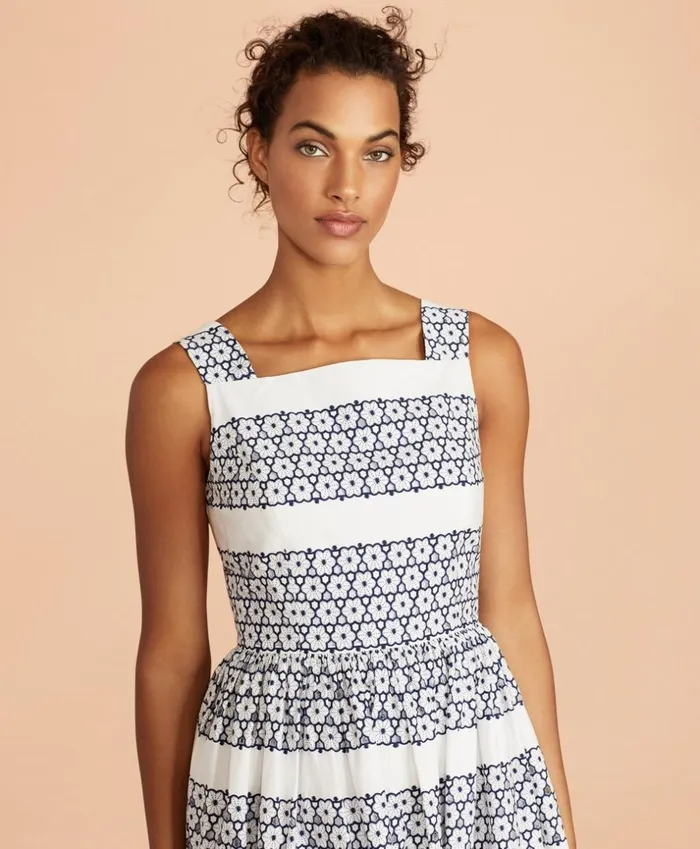 Brooks Brothers Dresses FloralEmbroidered Cotton Eyelet Dress Whiteblue 8211 Women Brooks Brothers Dresses FloralEmbroidered Cotton Eyelet Dress Whiteblue 8211 Women