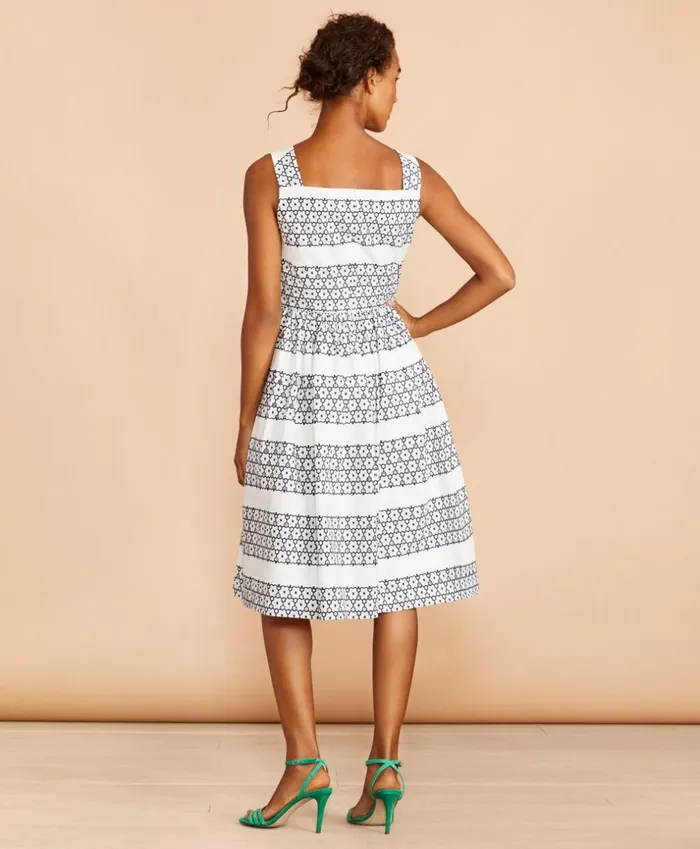 Brooks Brothers Dresses FloralEmbroidered Cotton Eyelet Dress Whiteblue 8211 Women Brooks Brothers Dresses FloralEmbroidered Cotton Eyelet Dress Whiteblue 8211 Women
