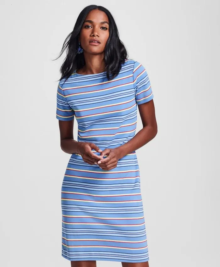 Brooks Brothers Dresses Striped Supima Cotton Interlock Jersey Dress Bluemulti 8211 Women