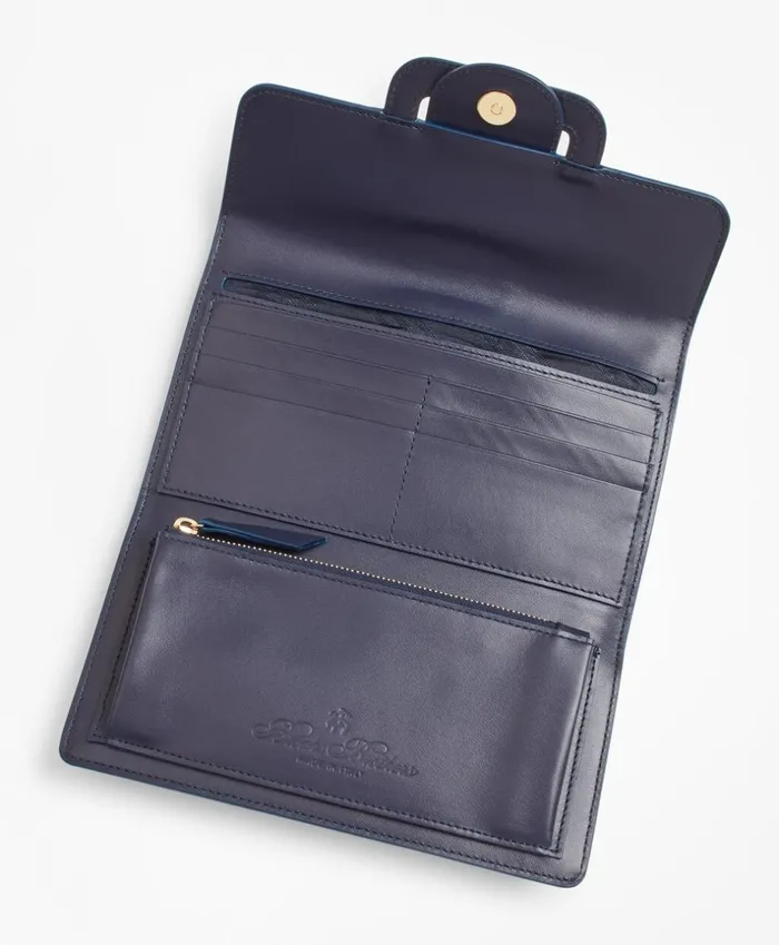 Brooks Brothers Handbags and Wallets LeatherTrimmed Logo Jacquard EnvelopeFlap Wallet Navykhaki 8211 Women Brooks Brothers Handbags and Wallets LeatherTrimmed Logo Jacquard EnvelopeFlap Wallet Navykhaki 8211 Women