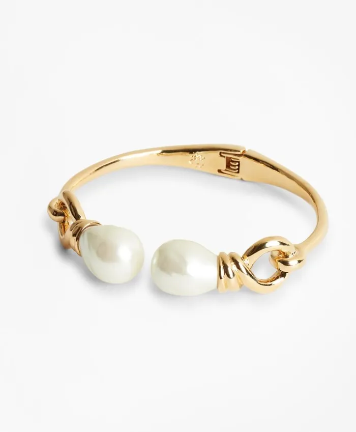Brooks Brothers Jewelry Baroque Glass Pearl Cuff Bracelet Gold 8211 Women