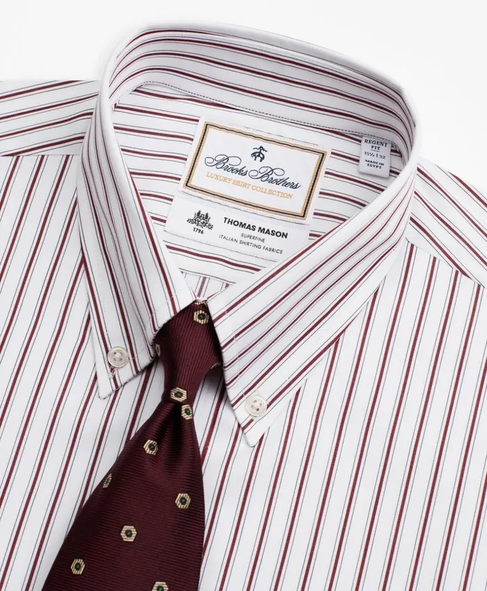 Brooks Brothers Luxury Shirts Luxury Collection Regent Fitted Dress Shirt ButtonDown Collar Stripe Burgundy 8211 Men Brooks Brothers Luxury Shirts Luxury Collection Regent Fitted Dress Shirt ButtonDown Collar Stripe Burgundy 8211 Men