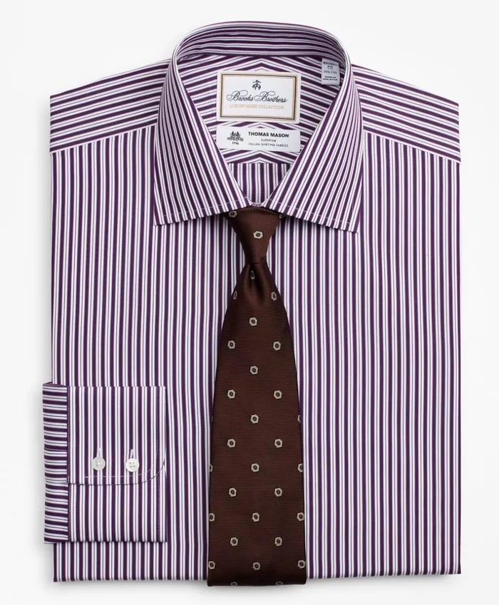 Brooks Brothers Luxury Shirts Luxury Collection Regent Fitted Dress Shirt Franklin Spread Collar DoubleStripe Purple 8211 Men Brooks Brothers Luxury Shirts Luxury Collection Regent Fitted Dress Shirt Franklin Spread Collar DoubleStripe Purple 8211 Men
