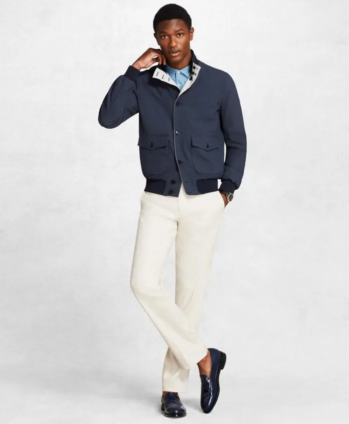 Brooks Brothers Outerwear Golden Fleece Seersucker Reversible Bomber Navygrey 8211 Men Brooks Brothers Outerwear Golden Fleece Seersucker Reversible Bomber Navygrey 8211 Men