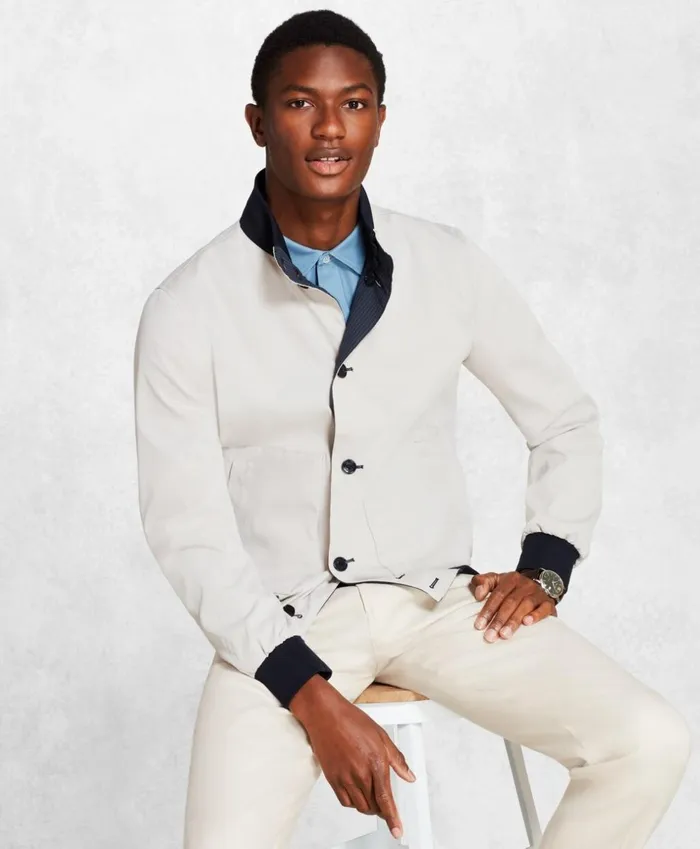 Brooks Brothers Outerwear Golden Fleece Seersucker Reversible Bomber Navygrey 8211 Men Brooks Brothers Outerwear Golden Fleece Seersucker Reversible Bomber Navygrey 8211 Men