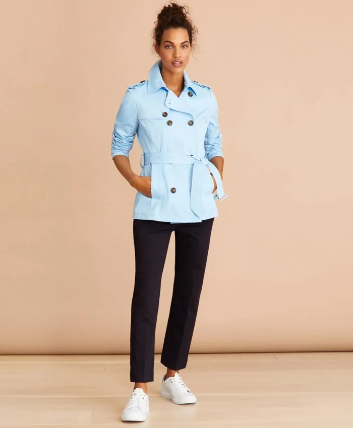 Brooks Brothers Outerwear WaterRepellent Cotton Twill Trench Jacket Blue 8211 Women Brooks Brothers Outerwear WaterRepellent Cotton Twill Trench Jacket Blue 8211 Women