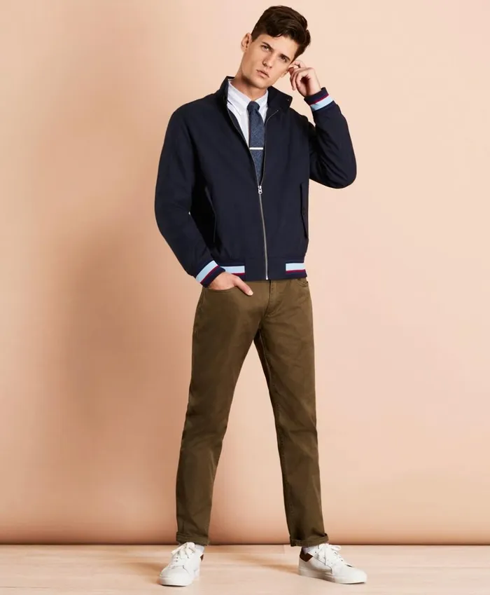 Brooks Brothers Outerwear WaterResistant Harrington Jacket Navy 8211 Men Brooks Brothers Outerwear WaterResistant Harrington Jacket Navy 8211 Men