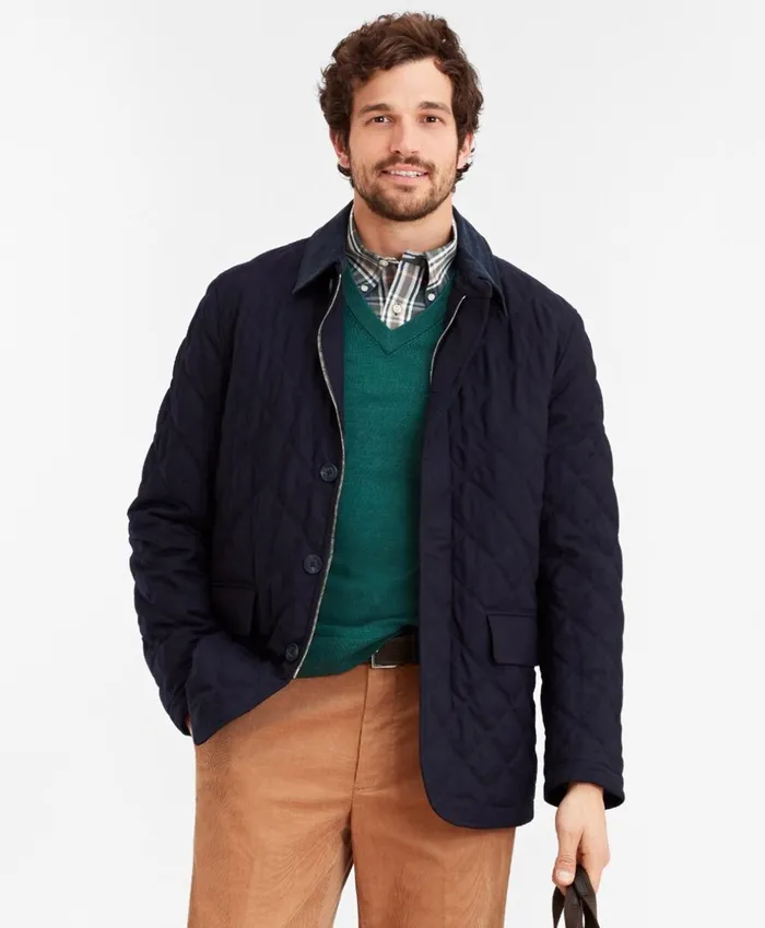 Brooks Brothers Outerwear Wool Quilted Jacket Navy 8211 Men