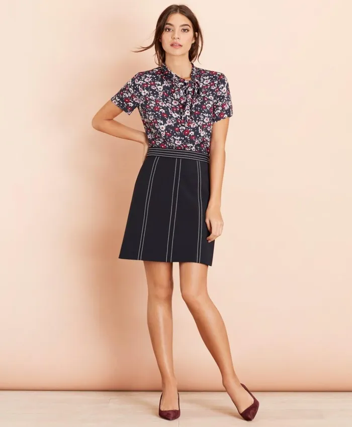 Brooks Brothers Pants Skirts and Shorts Topstitched WoolBlend Crepe ALine Skirt Navy 8211 Women Brooks Brothers Pants Skirts and Shorts Topstitched WoolBlend Crepe ALine Skirt Navy 8211 Women
