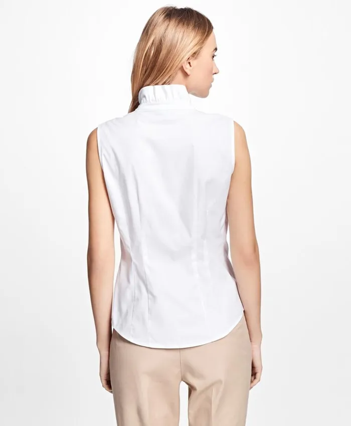 Brooks Brothers Petites Petite NonIron Sleeveless Ruffled Blouse White 8211 Women Brooks Brothers Petites Petite NonIron Sleeveless Ruffled Blouse White 8211 Women