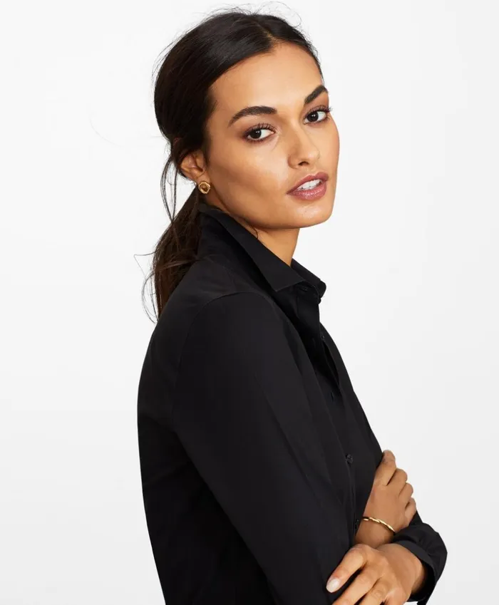 Brooks Brothers Petites Petite NonIron TailoredFit Stretch Supima Cotton Dress Shirt Black 8211 Women Brooks Brothers Petites Petite NonIron TailoredFit Stretch Supima Cotton Dress Shirt Black 8211 Women