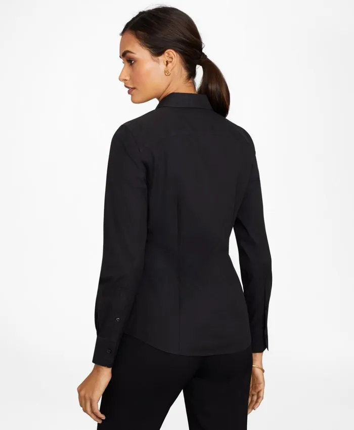 Brooks Brothers Petites Petite NonIron TailoredFit Stretch Supima Cotton Dress Shirt Black 8211 Women Brooks Brothers Petites Petite NonIron TailoredFit Stretch Supima Cotton Dress Shirt Black 8211 Women